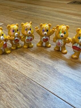Six Care Bear Figurines, Gold & Ruby Edition
